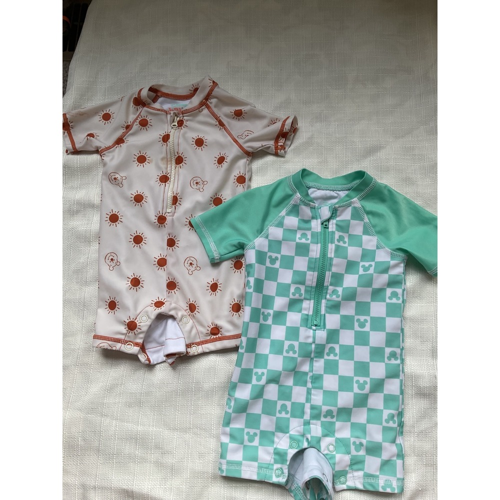 Disney Baby Mickey Mouse Winnie the Pooh Rash Guard Swimsuit Bundle 6-9M 2pk